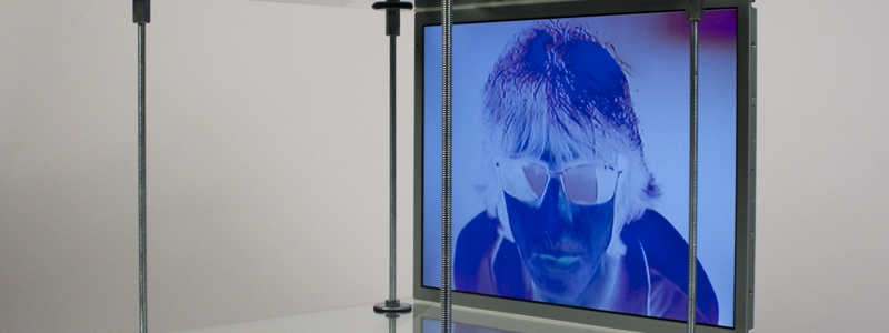 "virtual reality 10-15-05", year 2010, 15 inch LCD-TV, camera, float-glass, hardware